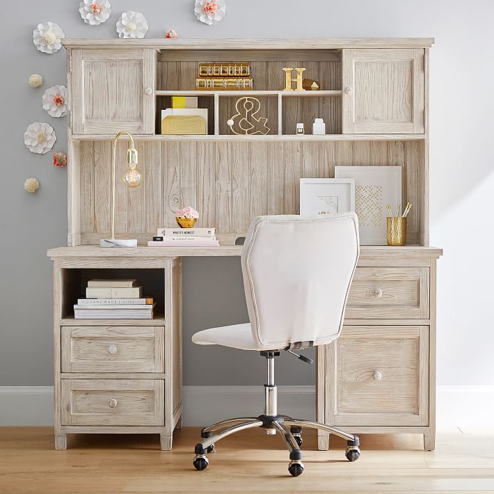 Beadboard Storage Desk Hutch