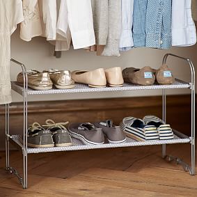 2-Tier Closet Shoe Rack, Dorm Closet Organizer