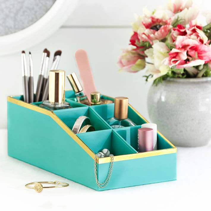 Jane Beauty Collection, 8 Compartment Organizer, Gold Trim