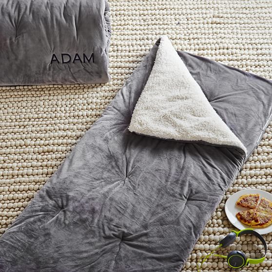 Grey Sherpa Pop Sleeping Bag Boys Sleeping Bags Pottery Barn Teen