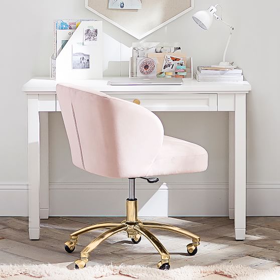 Beadboard Classic Small Space Desk and Gold Paige Desk Chair Set