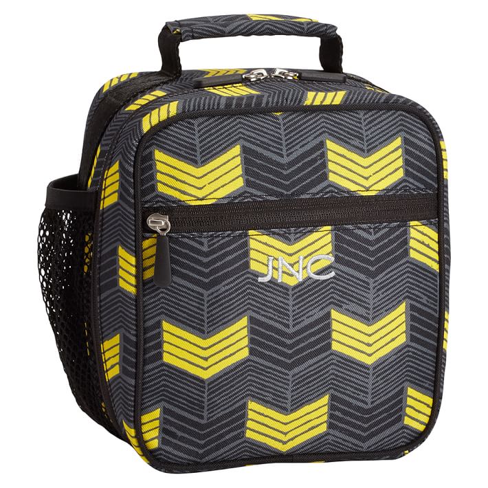 Gear-Up Black/Yellow Railroad Chevron Classic Lunch With Mesh Side Pocket