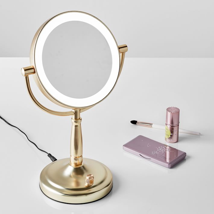 ZWeiD Retro Spin Makeup Mirror, Light 360 ° Table Mirror Oval Girl Bathroom  Mirror Folding Mirror with Stand Gold, Purple, Silver Makeup Mirrors