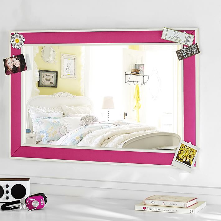 Pop Color Pinboard Mirror, Pink