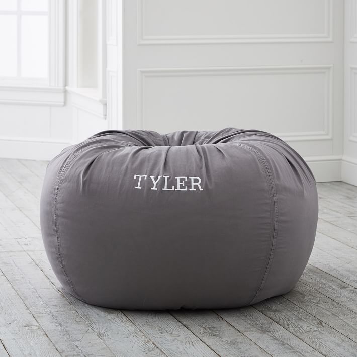 Charcoal Washed Twill Bean Bag Chair