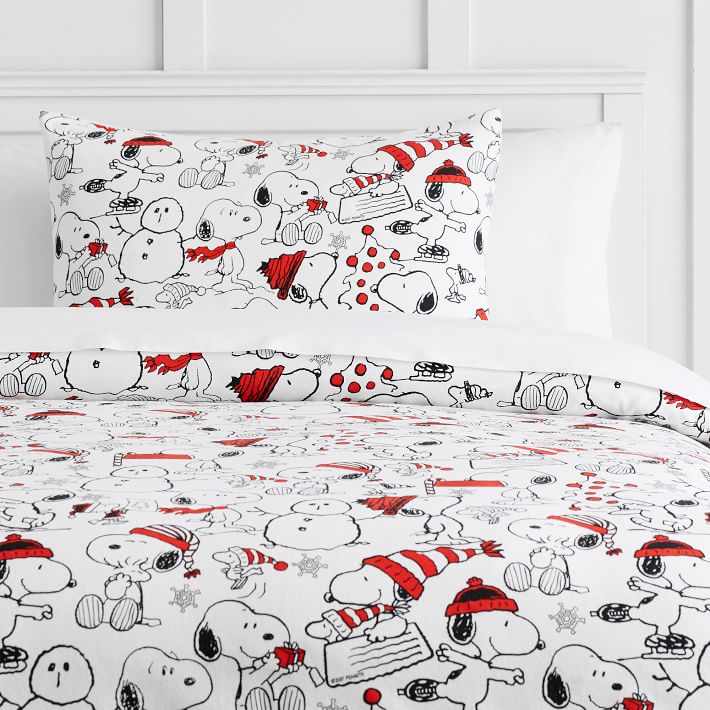 Peanuts&#174; Holiday Organic Flannel Duvet Cover