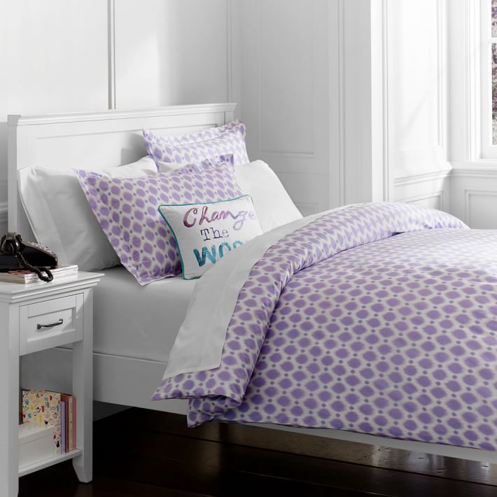 Ikat Dot Organic Duvet Cover &amp; Pillowcases, Lavender