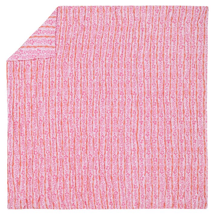 Luau Ruched Duvet Cover, Twin, Pink Multi