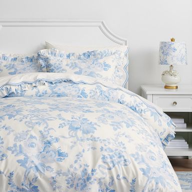 LoveShackFancy Damask Ruffle Duvet Cover | Pottery Barn Teen