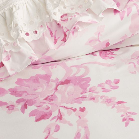LoveShackFancy Damask Ruffle Duvet Cover Pottery Barn Teen