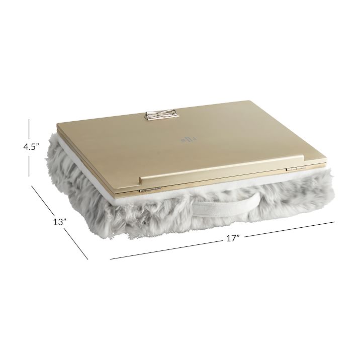 Adjustable Cozy Sherpa Lapdesk with Storage-Ivory