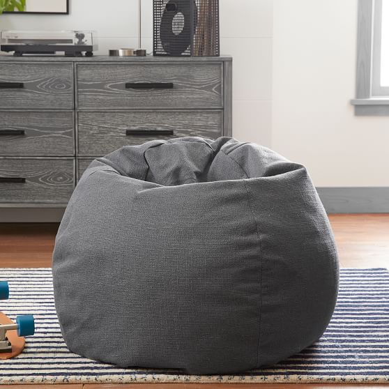 Classic Plain Weave Charcoal Beanbag Chair | Pottery Barn Teen