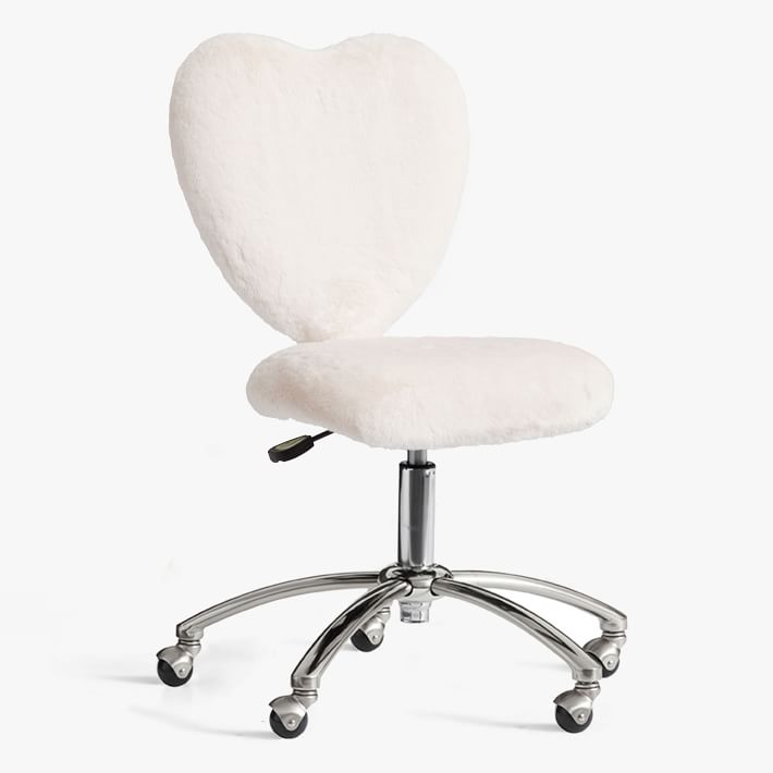 Polar Bear Faux-Fur Heart Airgo Swivel Desk Chair