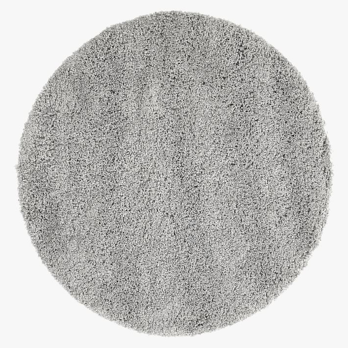 Luxe Shag Round Performance Rug - Light Gray