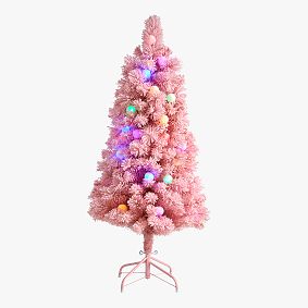 Pink Flocked Christmas Tree - 4ft | Pottery Barn Teen