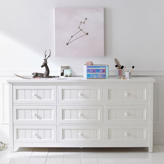 Heir and Space: A Vintage Desk and Antique Dresser in Pale Lilac