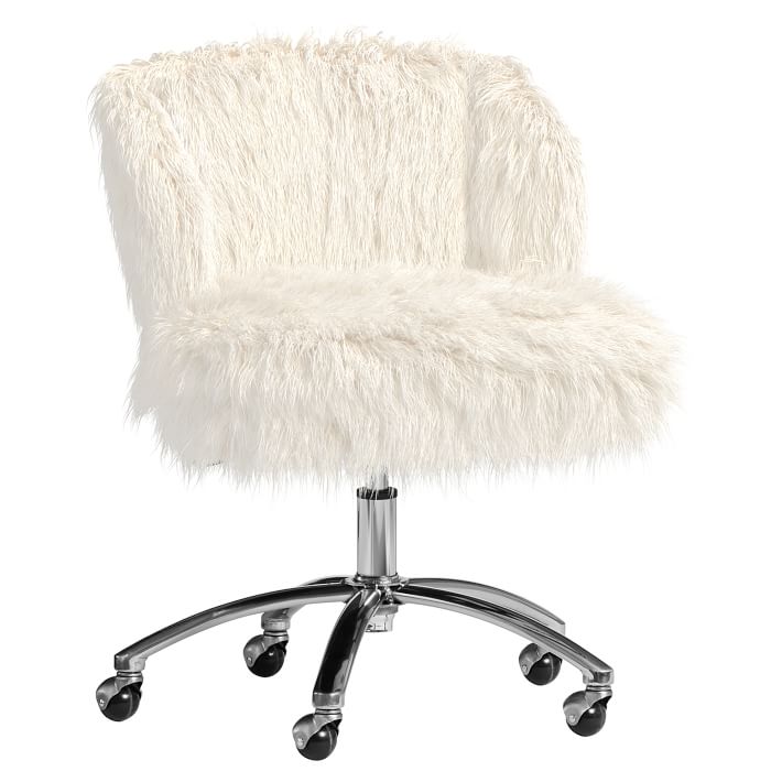 Ivory Furlicious Wingback Desk Chair