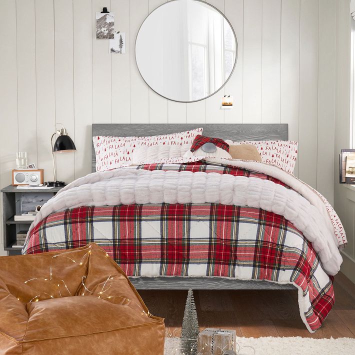 Morgan Plaid Sherpa Comforter Pottery Barn Teen