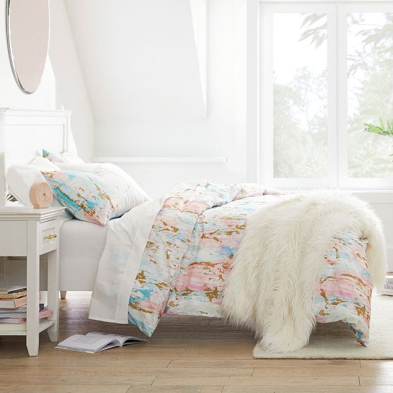 Skylar Metallic Printed Duvet Cover Pottery Barn Teen
