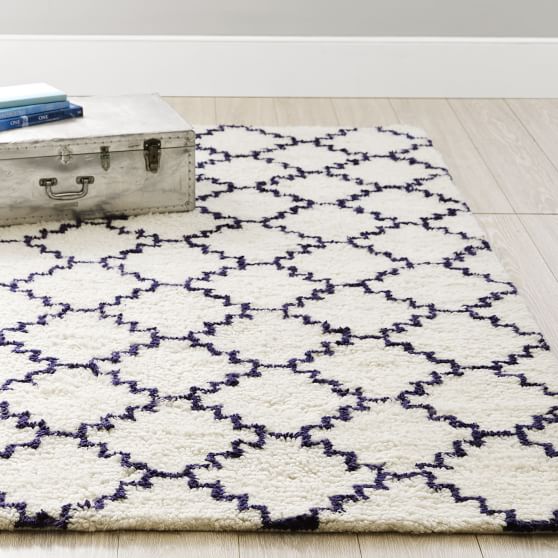 Casual Lattice Wool Rug Pottery Barn Teen