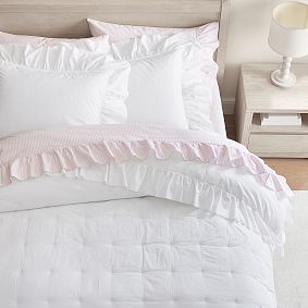 Washed Cotton Ruffle Stripe Sheet Set | Pottery Barn Teen