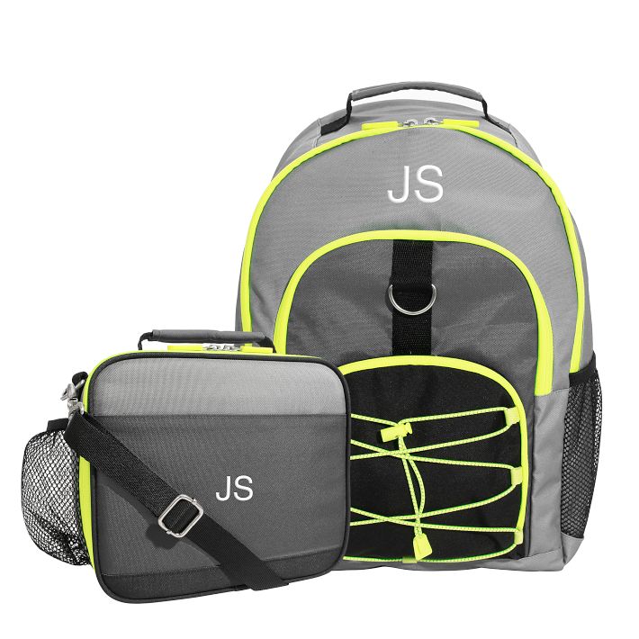 Color Block Backpack and Cold Pack Lunch Box Bundle, Yellow and Gray