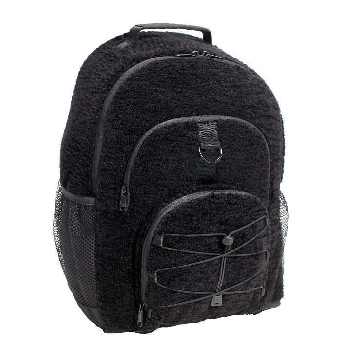 Gear-Up Solid Cozy Black Sherpa Backpack