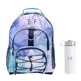 Glacial Backpack and Solid White Slim Water Bottle Bundle