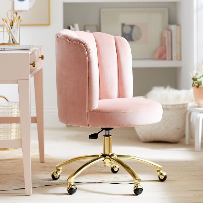 Luxe Velvet Dusty Rose Swivel Desk Chair