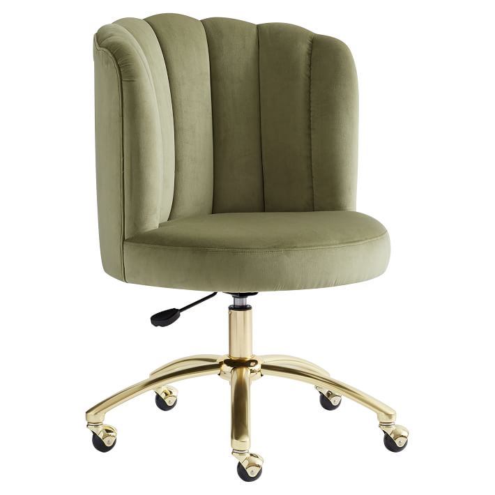 Army Green Channel Stitch  Swivel Desk Chair