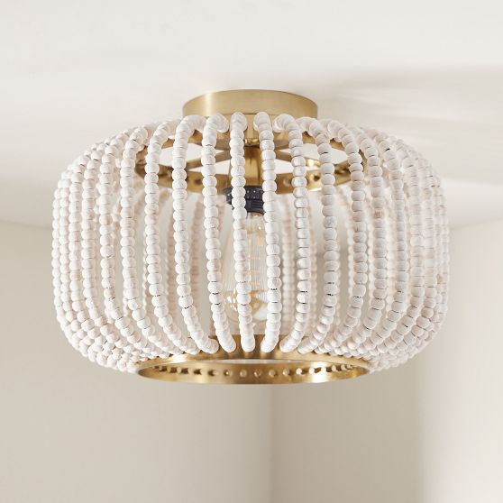 Remy Wood Bead Flush Mount | Pottery Barn Teen