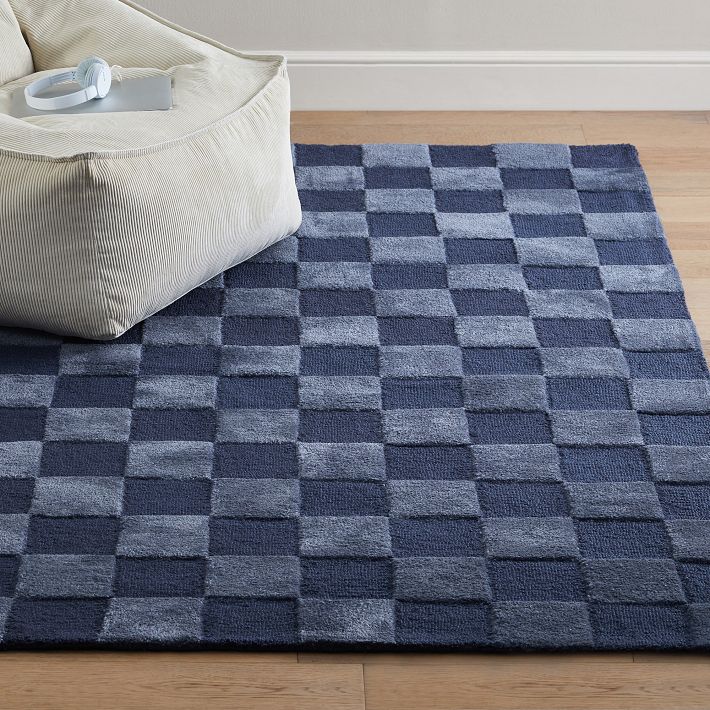 Checkerboard Rug Navy Pottery Barn Teen