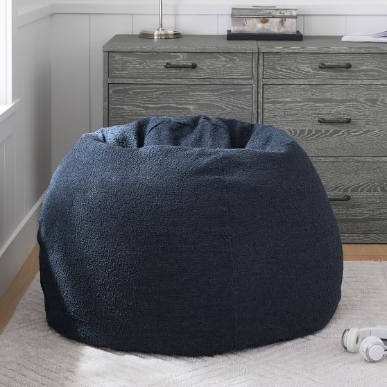 Chunky Boucle Navy Bean Bag Chair Pottery Barn Teen