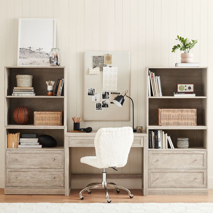 Stack Me Up Desk &amp; Bookcase with Cubbies and Drawers Set