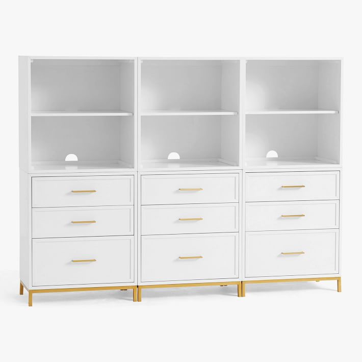 Blaire Triple Tall Bookcase with Drawers