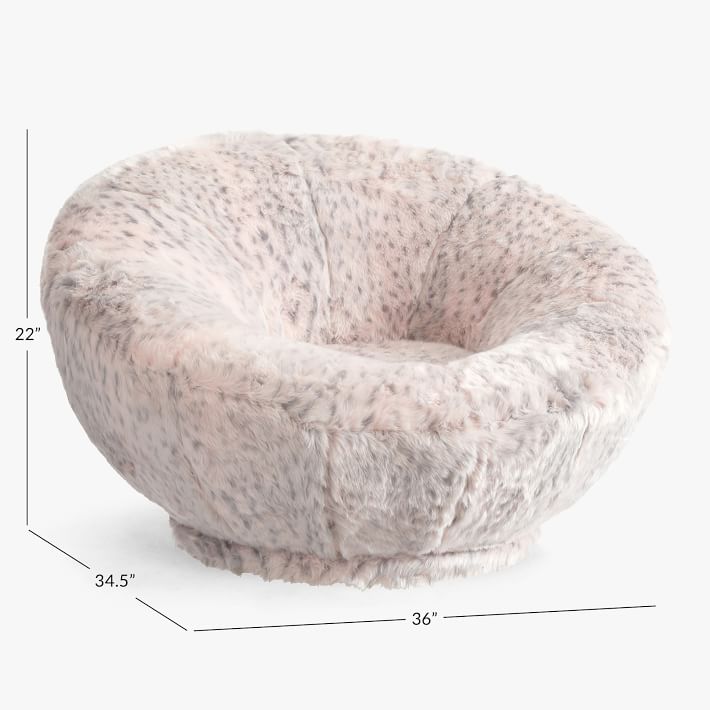 Blush Leopard FauxFur Groovy Swivel Chair Pottery Barn Teen