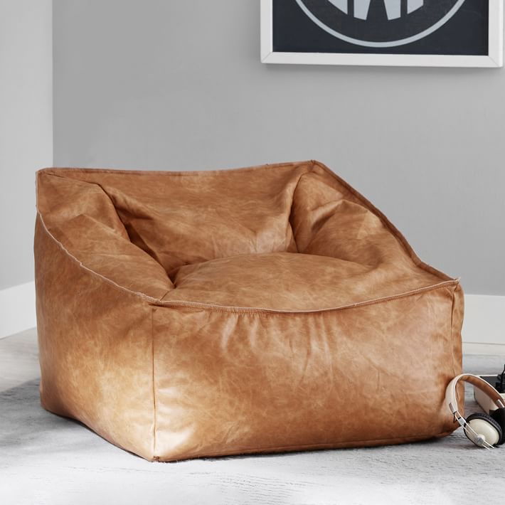 Faux Leather Caramel Bean Bag Chair