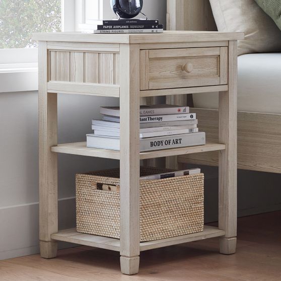 White shop beadboard nightstand