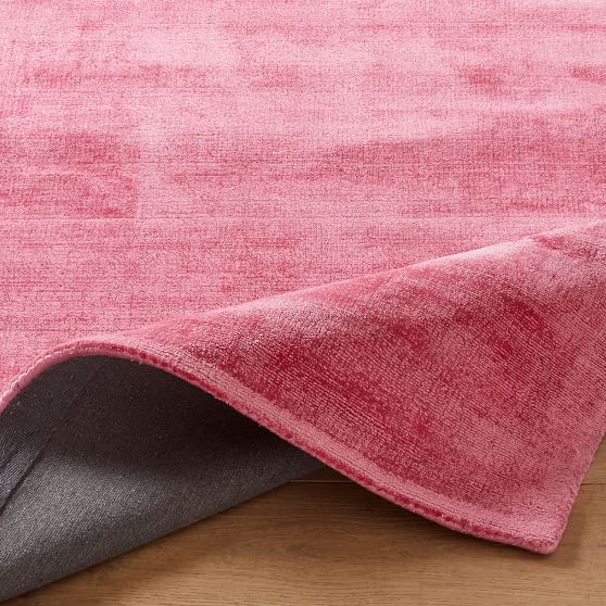 Solid Viscose Rug Bright Pink Pottery Barn Teen