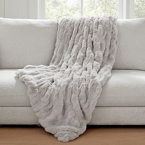 Ruched Faux Fur Throw