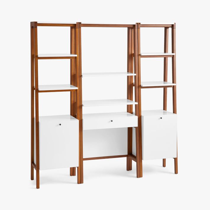 west elm x pbt Mid-Century Smart™ Wall Desk & Bookshelf Set