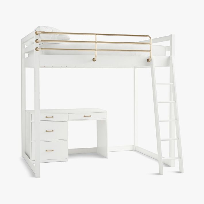 Waverly Loft Bed &amp; Single Pedestal Desk Set