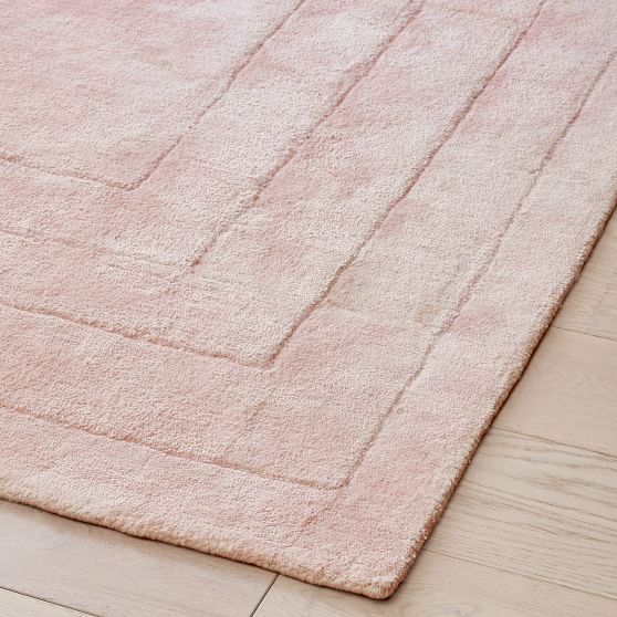 Luxe Carved Border Viscose Rug Blush Pottery Barn Teen