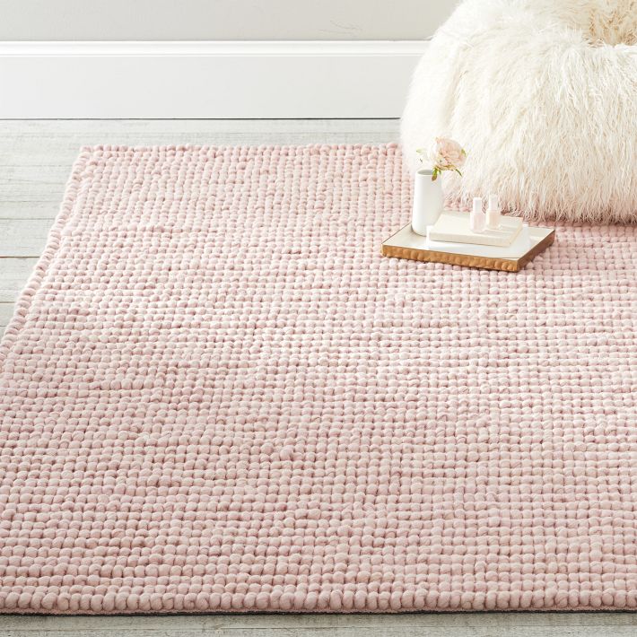 Textured Wool Rug - Blush