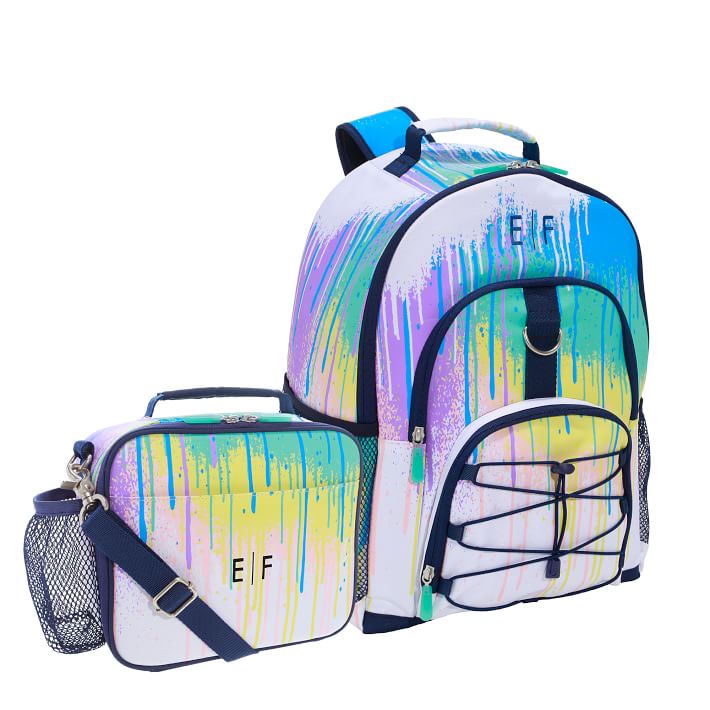 Gear-Up Drip Painting Rainbow Glow-in-the-Dark  Backpack &amp; Cold Pack Lunch Box Bundle