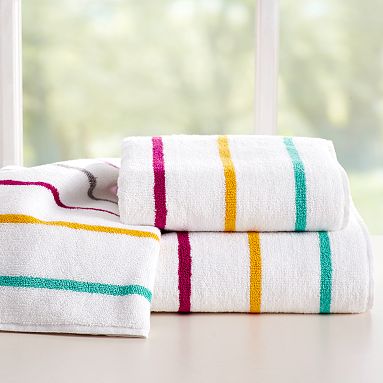 Soho Living Striped Rainbow Towel Set 2 Bath Towels and 2 Hand Towels NEW