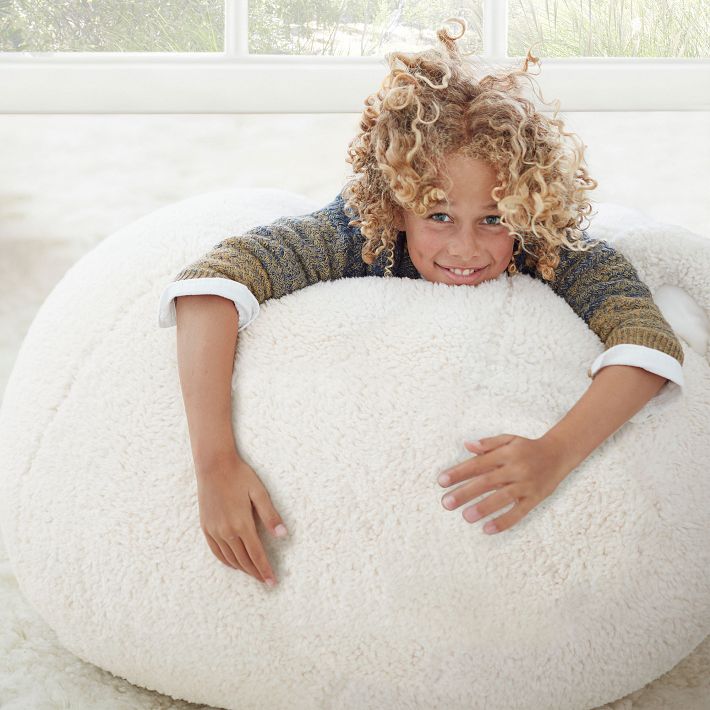 Gray Cozy Sherpa Anywhere Beanbag™, Kids Bean Bag Chair