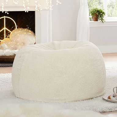 Sherpa Ivory Bean Bag Chair Slipcover Only | Pottery Barn Teen