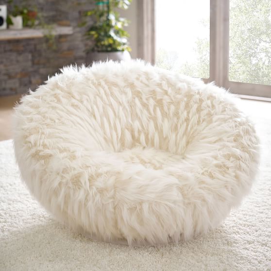 Winter Fox FauxFur Groovy Swivel Chair Lounge Chair Pottery Barn Teen
