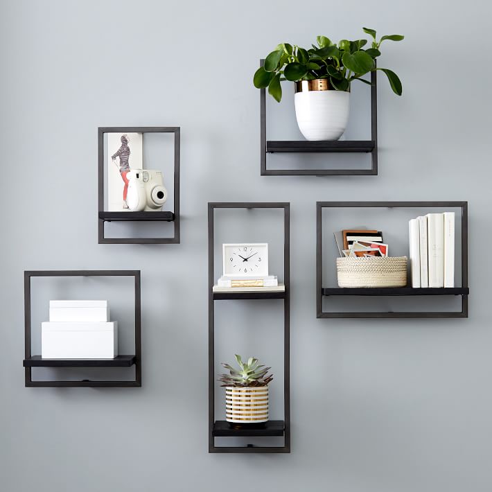 Metal Framed Shelves, Set of 5